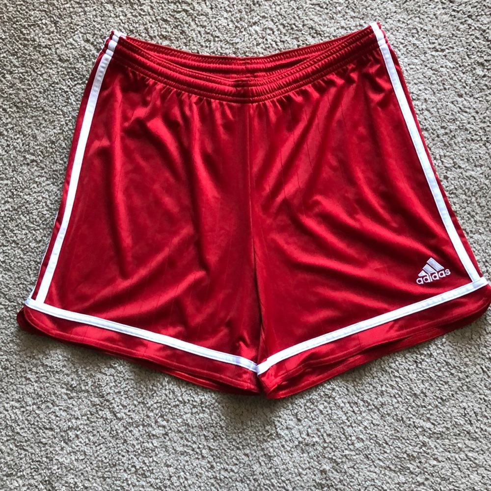 Adidas women’s climalite shorts red white medium M